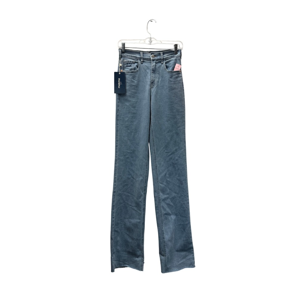 Matcha Jeans Wide Leg Tall High Rise Women Size S Light Blue New Raw Hem